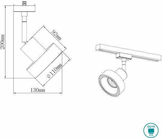 Trio Lighting Duoline Einzel Spot mit Fassung GU10 in Weiß Farbe