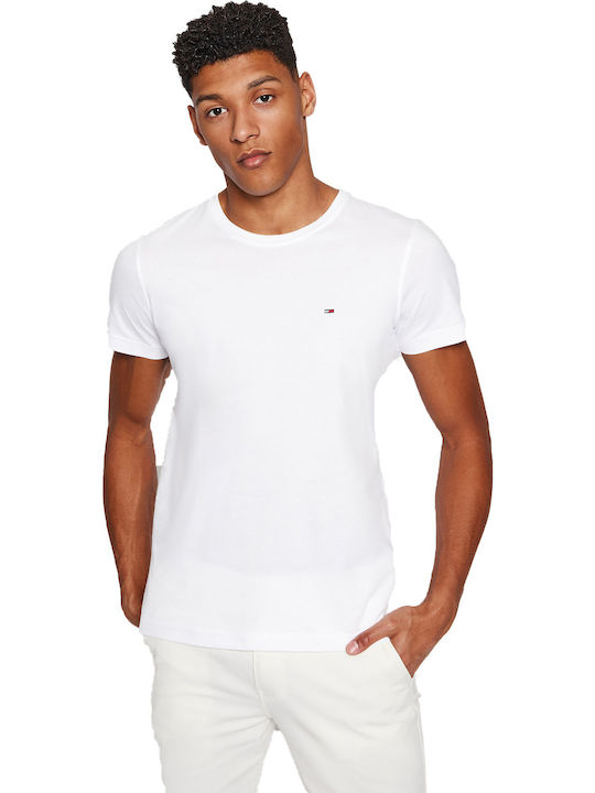 Tommy Hilfiger Ανδρικό T-shirt White / Navy με Λογότυπο