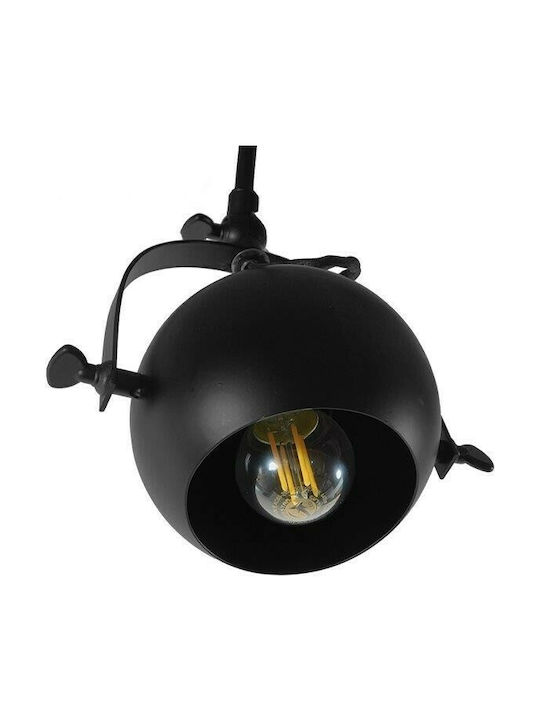 GloboStar Industrial Cannes Double Spot with Socket E27 in Black Color