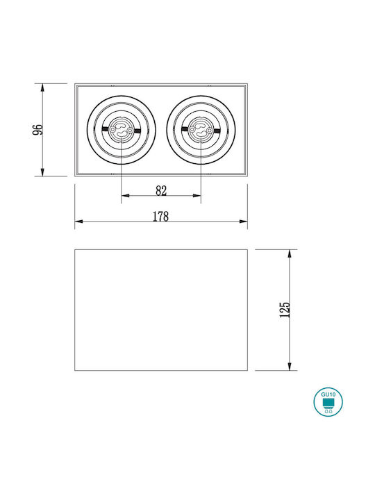 Trio Lighting Biscuit Double Spot with Socket GU10 in White Color