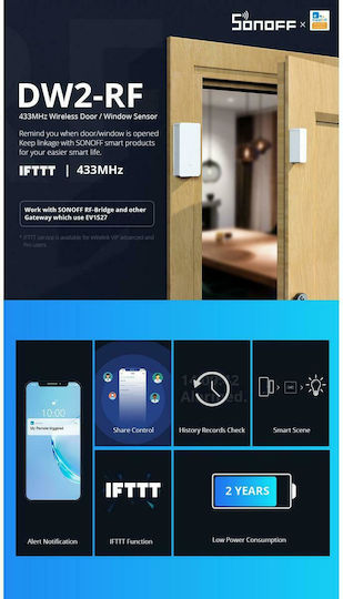 Sonoff DW2 Kabelloser Tür- / Fensterkontakt Sensor RF 433MHz