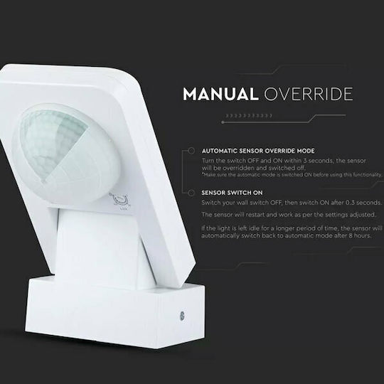 V-TAC VT-8083 Wired Infrared Motion Sensor 360° Detection Scope 20m