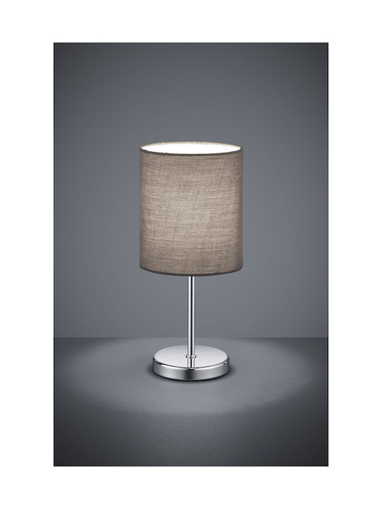 Trio Lighting Jerry Metal Table Lamp for Socket E14 LED with Gray Shade and Silver Base