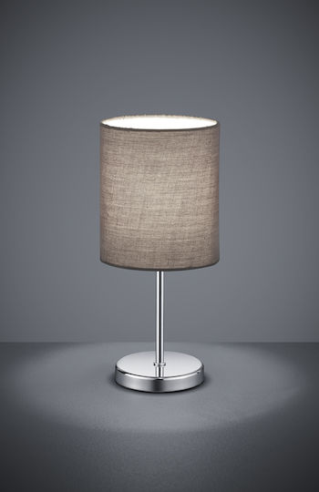 Trio Lighting Jerry Метална Настолна лампа за Цокъл E14 LED с Сив Абажур и Сребрист Основа