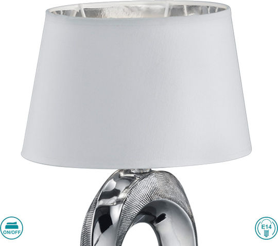 Trio Lighting Taba Κεραμικό Πορτατίφ για Ντουί E14 με Ασημί Καπέλο και Βάση