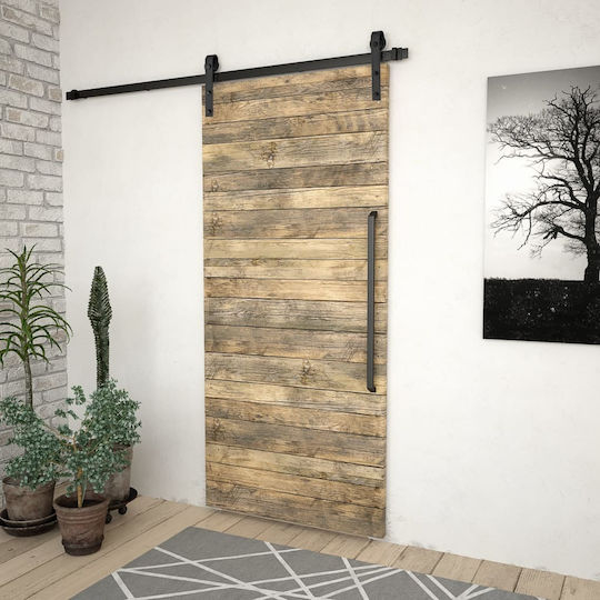 vidaXL Sliding Door Mechanism for Middle Door 183cm Black