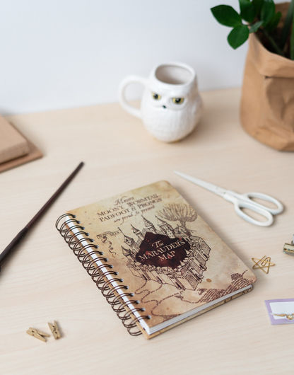 Blue Sky Studios Harry Potter Marauders Map Notizbuch 90 Blätter A5 mit leeren Seiten und Gummiband Braun