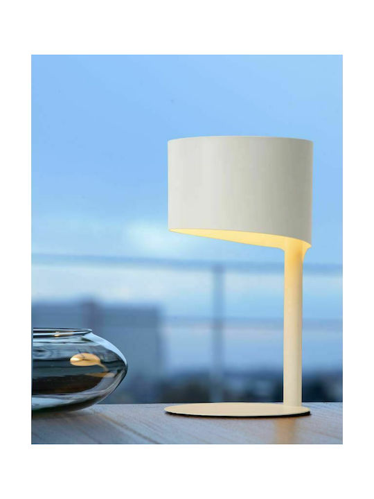 Lucide Lightning Knulle Metal Table Lamp for Socket E14 with White Shade and Base