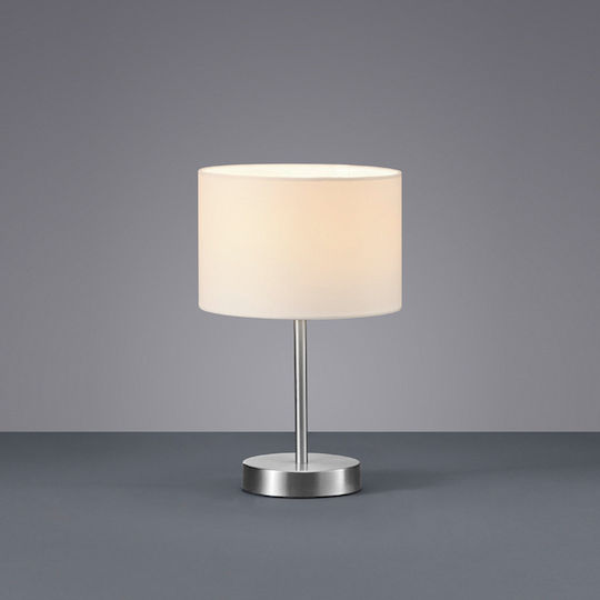 Trio Lighting Hotel Metal Table Lamp for Socket E14 with White Shade and Silver Base