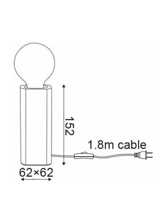 Aca Tisch Dekorative Lampe mit Fassung für Lampe E27 Schwarz