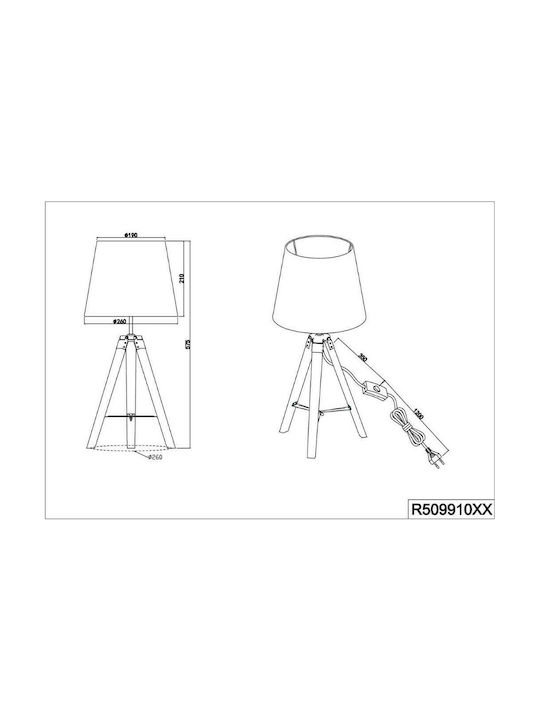 Trio Lighting Tripod Wood Table Lamp for Socket E27 with Gray Shade and Base