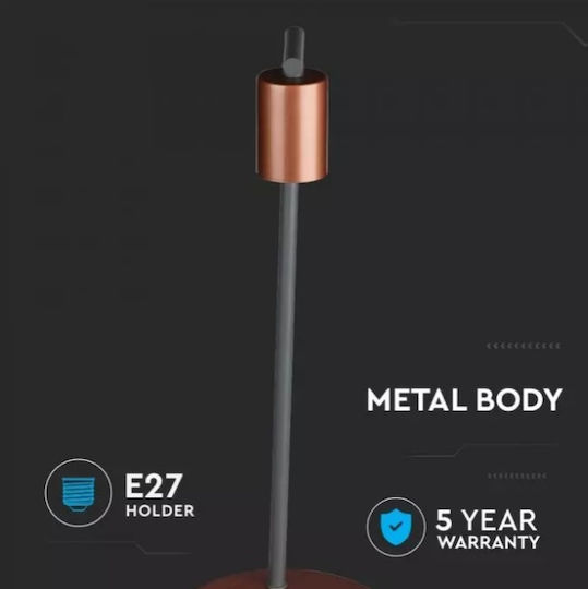 V-TAC Metal Table Lamp for E27 Socket with Copper Base