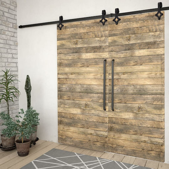 vidaXL vidaXL Sliding Door Mechanism for Middle Door 200cm Black