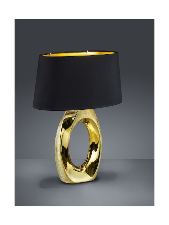 Trio Lighting Taba Ceramic Table Lamp for Socket E27 with Black Shade and Gold Base