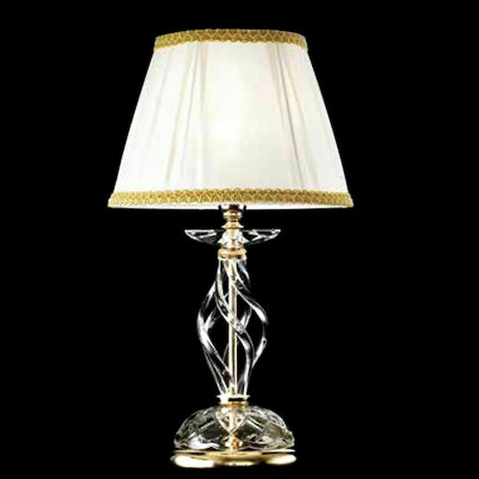 Ondaluce Crystal Table Lamp for Socket E14 with White Shade and Transparent Base