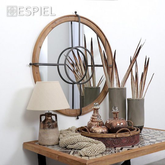 Espiel Keramik Tischlampe für Fassung E27 mit Beige Schirm und Mehrfarbig Basis