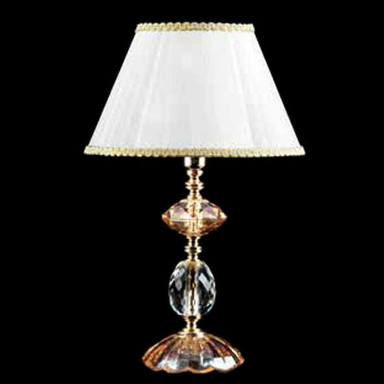 Ondaluce Glass Vintage Table Lamp for Socket E14 with White Shade and Gold Base