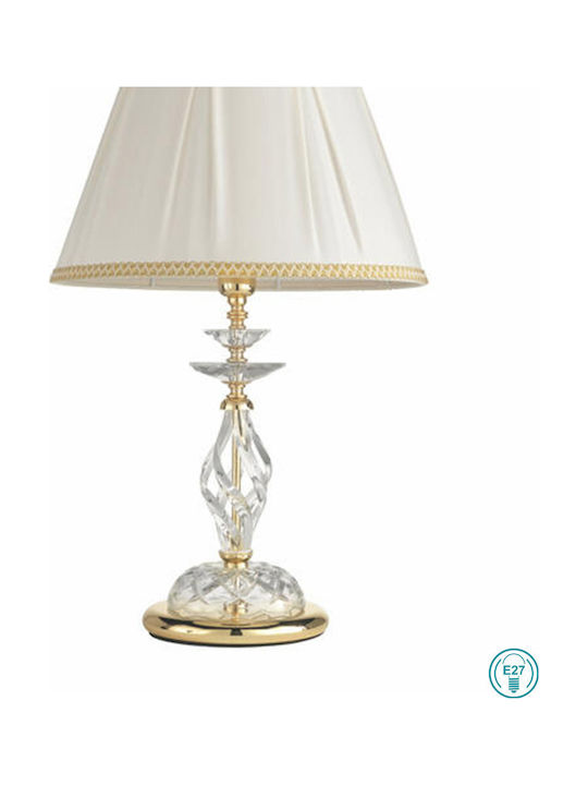 Ondaluce Crystal Table Lamp for Socket E27 with White Shade and Transparent Base