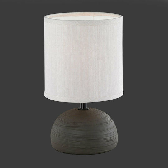 Trio Lighting Luci Κεραμικό Πορτατίφ για Ντουί E14 με Λευκό Καπέλο και Καφέ Βάση