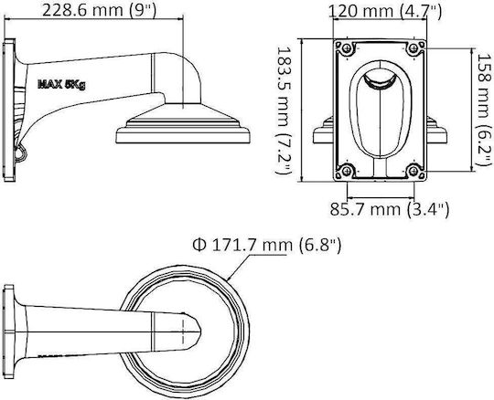 Hikvision Стойка за Камери на CCTV Системи Бял White DS-1605ZJ
