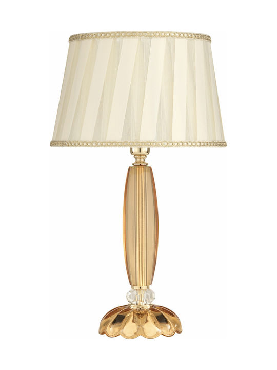 Ondaluce Cecilia Glass Table Lamp for Socket E14 with White Shade and Gold Base
