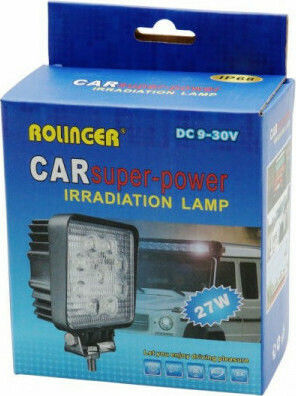 Squareς Waterproof Headlights Car LED Universal 9 - 30V 27W 8.4cm 1pcs