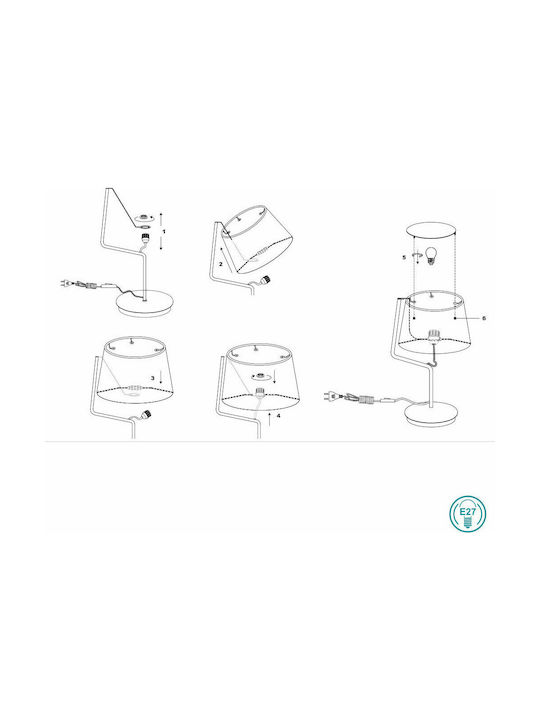 Faro Barcelona Metal Table Lamp for Socket E27 with White Shade and Base