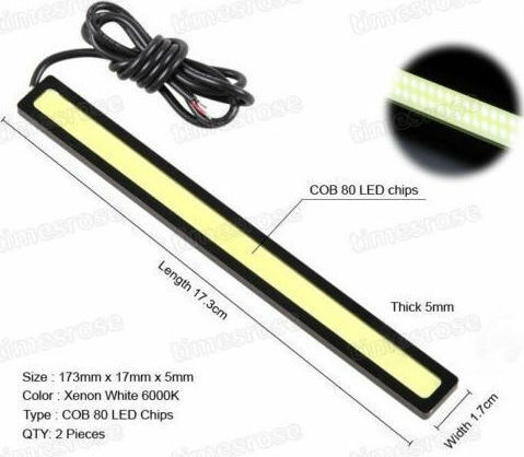 Slim Daytime Αδιάβροχα Φώτα Ημέρας Αυτοκινήτου LED Universal 12V 6W 17cm 2τμχ