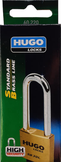 Hugo Locks SB 30L Steel Padlock Lengthened with Key 30mm 1pcs