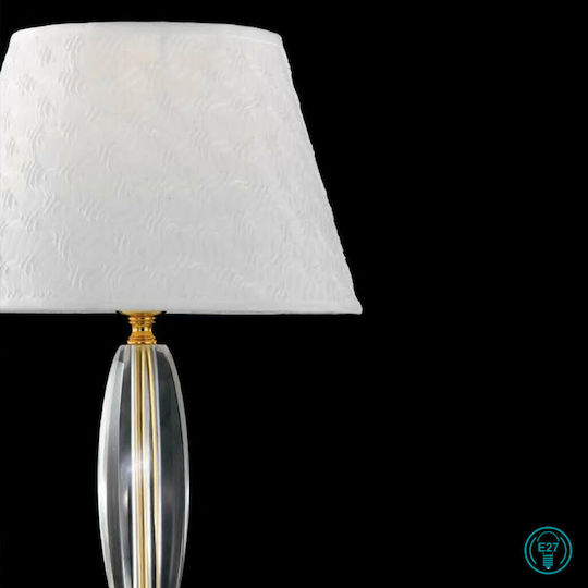 Fan Europe Epoque Crystal Table Lamp for Socket E27 with White Shade and Transparent Base