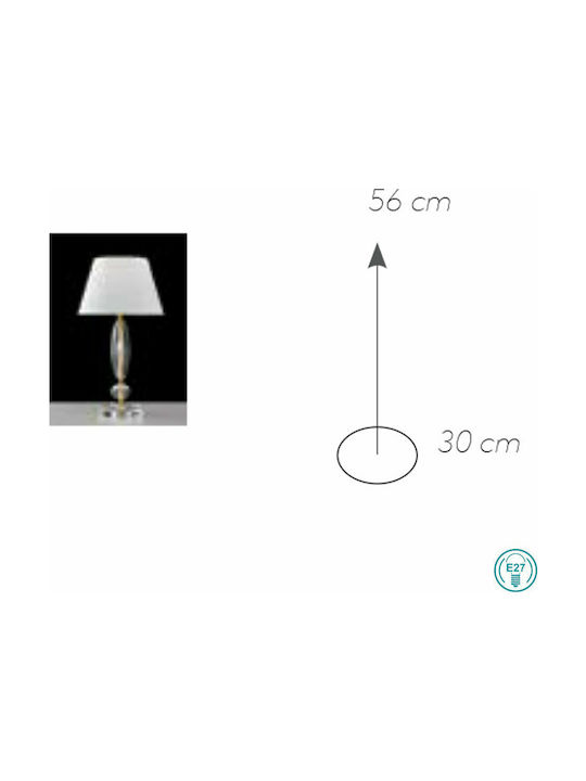 Fan Europe Epoque Crystal Table Lamp for Socket E27 with White Shade and Transparent Base
