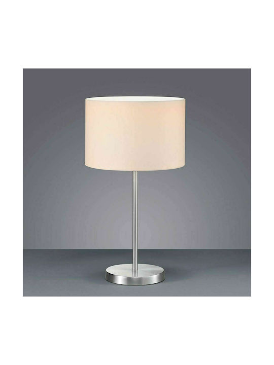 Trio Lighting Hotel Metal Table Lamp for Socket E27 with Beige Shade and Silver Base