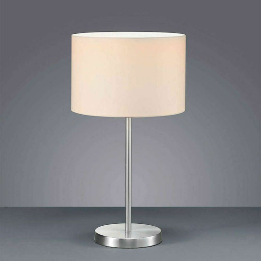 Trio Lighting Hotel Μεταλλικό Πορτατίφ για Ντουί E27 με Μπεζ Καπέλο και Ασημί Βάση