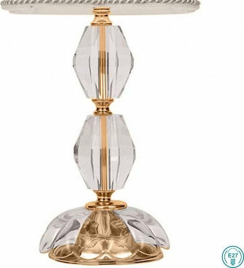 Fan Europe Riflesso-L1 ORO Crystal Table Lamp for Socket E14 with White Shade and Transparent Base
