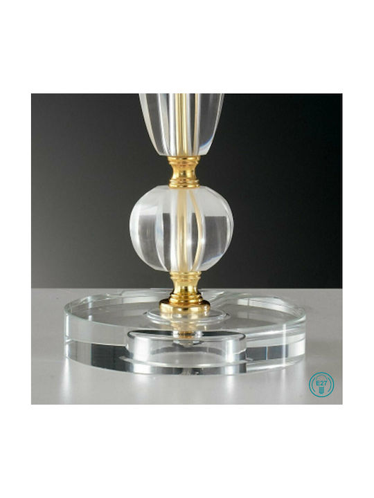 Fan Europe Epoque Crystal Table Lamp for Socket E27 with White Shade and Transparent Base