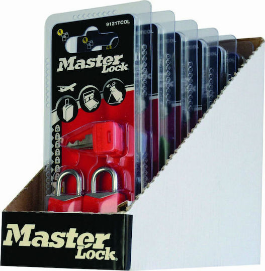 Master Lock Алуминиево Лукето Заключване на скоба с ключ Комплект 20мм Red 2бр
