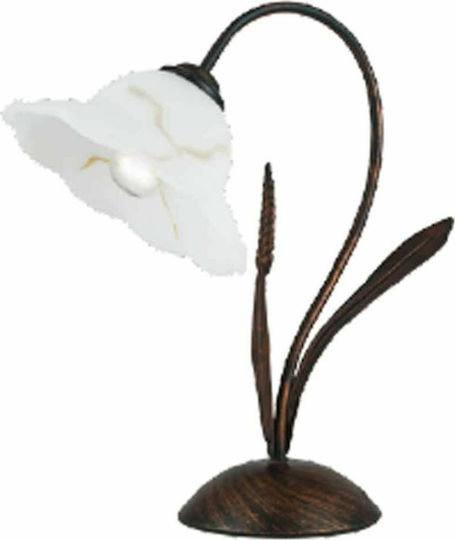 Fan Europe Byron Metal Table Lamp for Socket E27 with White Shade and Brown Base