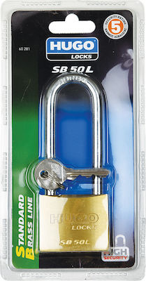 Hugo Locks SB L Steel Padlock Lengthened with Key Brass 50mm 1pcs