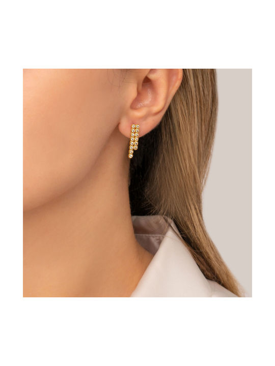 Excite-Fashion Earrings Dangling made of Silver Gold Plated with Stones