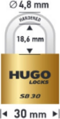 Hugo Locks Key Alike SB30 Stahl Vorhängeschloss Messing mit Schlüssel 30mm 2Stück