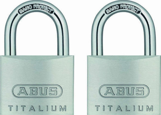Abus Titalium 64ΤΙ Алуминиево Лукето Заключване на скоба с ключ 20мм Сребрист 2бр