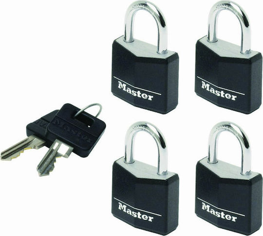 Master Lock Aluminum Padlock Brass with Key Set with Protective Cover 20mm 4pcs