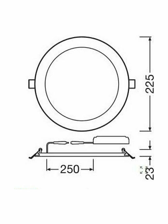 Ledvance Round Recessed LED Panel 22W with Natural White Light 4000K 22.5cm