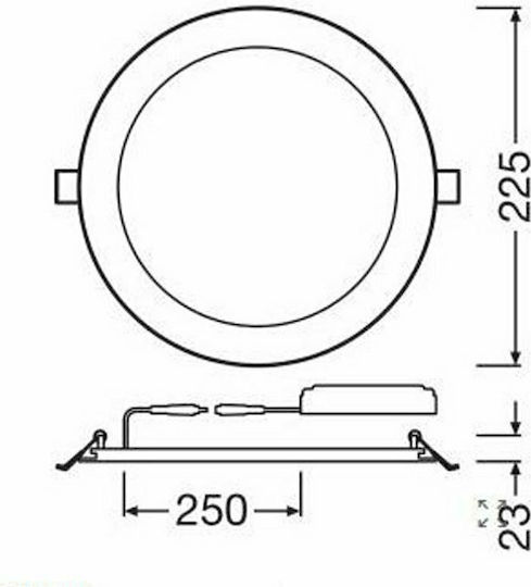 Ledvance Round Recessed LED Panel 22W with Natural White Light 4000K 22.5cm