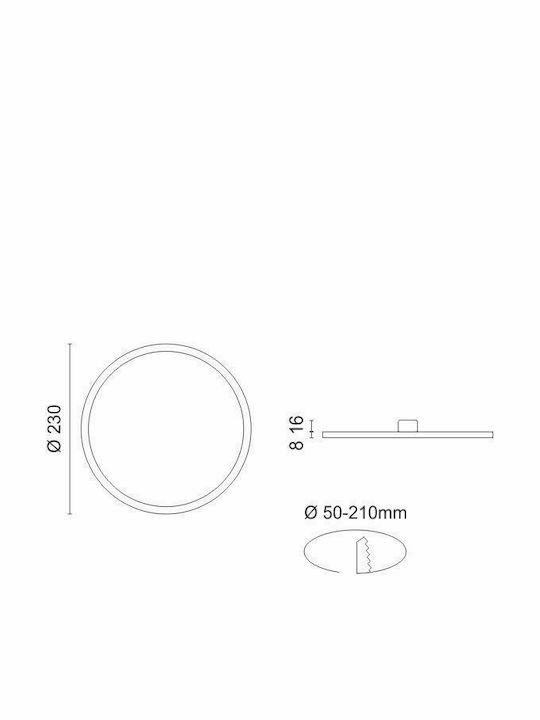Spot Light Round Recessed LED Panel 20W with Natural White Light 4000K 23cm