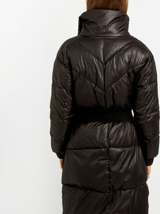 Women's Long Puffer Jacket for Winter Black