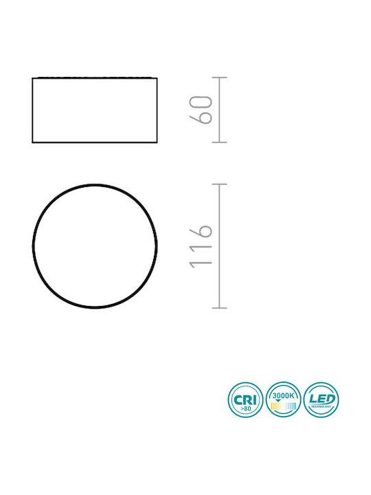 Rendl Light Studio Larisa R 12 Ceiling Πλαφονιέρα Οροφής 11.6εκ. Χρυσή με Ενσωματωμένο LED