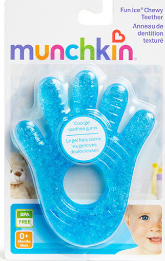 Munchkin Fun Ice Hand Teething Ring with Gel BPA Free Silicone for 0 m+ Blue Hand