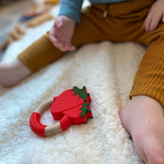 Nibbling Strawberry Teething Ring from Silicone for 3 Months+