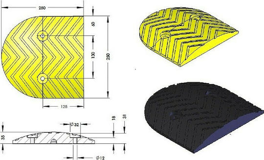 Doorado Защитна Рампа За Път 25x25x3.5см (Крайно Парче) В Черен Цвят С Ширина 25см